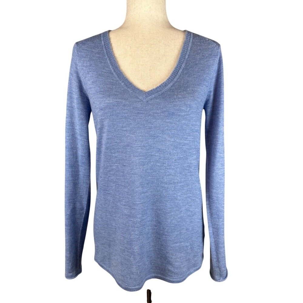 ATM Anthony Thomasโ Melillo Womens Sky Blue V-Neck Sweater Size S 100% Cashmere